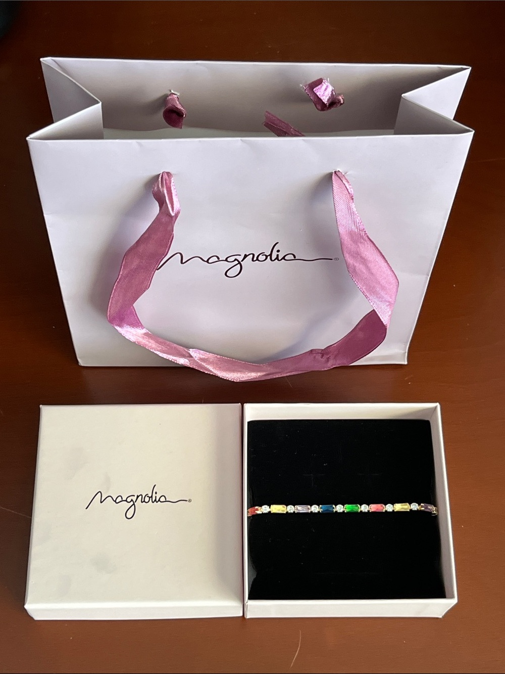 NWT Magnolia Gold plate Bracelet with Multicolor stones